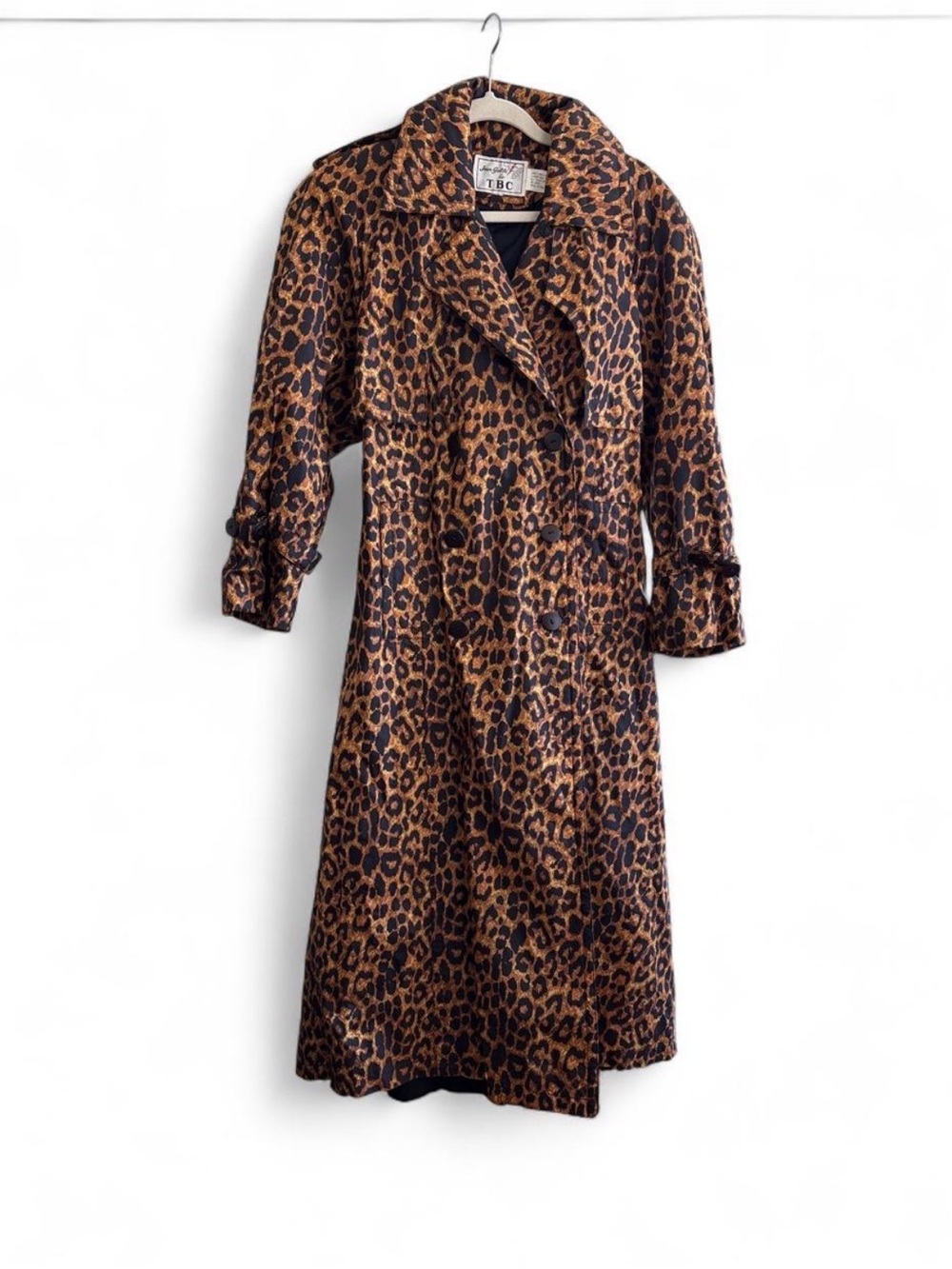 Vintage Jean Gallé for TBC Leopard Print Silk Trench Coat